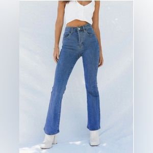 Princess Polly Medium/Dark Wash Flare Jeans